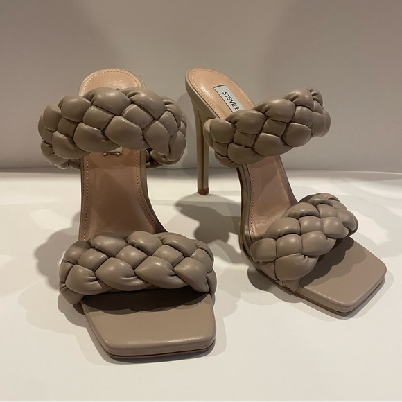 Steve Madden Kenley Women’s Sandals Leather Braided Slip On Heel Size 8.5 - Picture 3 of 11